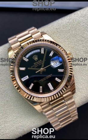 Rolex Day Date 40MM 228238a 1:1 Rose Gold in Black Dial 1:1 Mirror Replica Watch