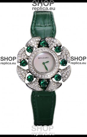 Bvlgari Divas's Dream Edition Watch in Steel Casing - Diamonds Paved Bezel Swiss Replica