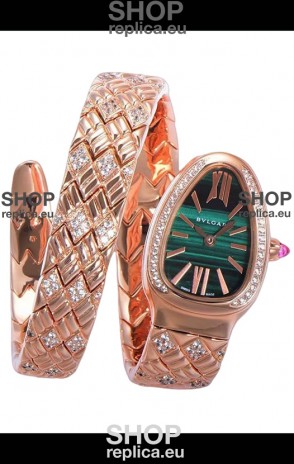 Bvlgari Serpenti Edition Rose Gold Casing Green Dial Watch in 1:1 Mirror Quality