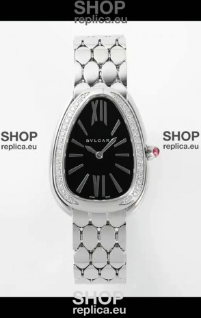 Bvlgari Serpenti Seduttori Edition in Steel Casing Super Clone Watch Black Dial