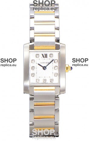Cartier Tank Francaise Yellow Gold Two Tone Swiss Quartz Replica Watch 25.70MM