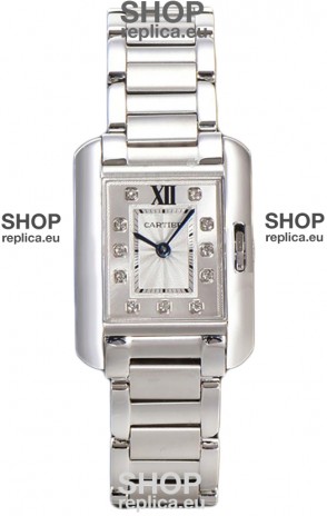 Cartier Tank Anglaise Steel Casing in Steel Strap Swiss Quartz Watch 30MM