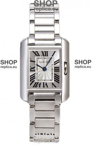 Cartier Tank Anglaise Steel Casing in Steel Strap Swiss Quartz Watch 30MM