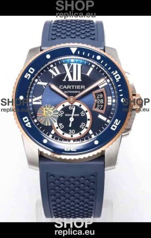 Calibre De Cartier Watch 42MM Blue Dial Steel Case - 1:1 Mirror Replica Watch