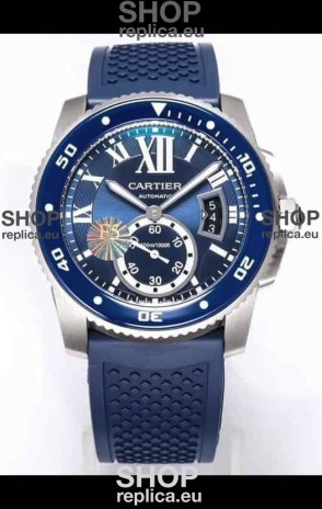 Calibre De Cartier Watch 42MM Blue Dial Steel Case - 1:1 Mirror Replica Watch