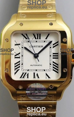Santos De Cartier 1:1 Mirror Replica - 36MM Yellow Gold Swiss Movement Watch 