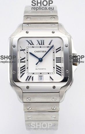 Cartier Santos De Cartier 904L Steel White Dial Super Clone Replica 40MM Watch 