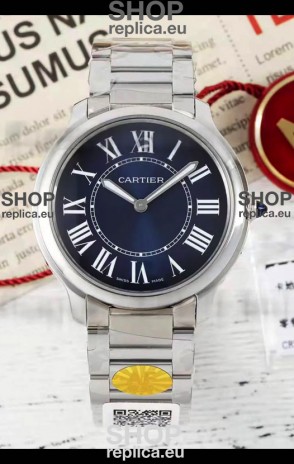 Cartier Ronde Must 36MM Swiss Quartz Blue Dial 1:1 Mirror Swiss Replica Watch 