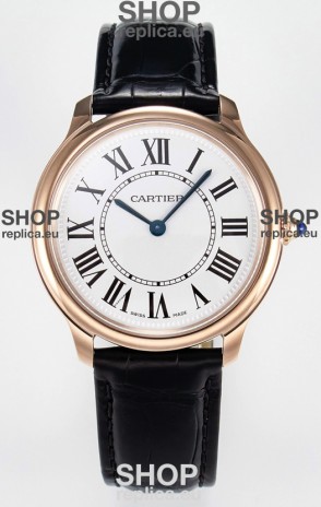 Ronde Louis Cartier Super Clone 36MM Rose Gold Watch in Swiss Quartz Movement