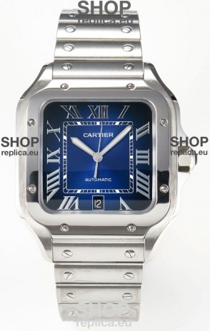 Cartier Santos De Cartier 904L Steel Blue Dial Super Clone Replica 40MM Watch 