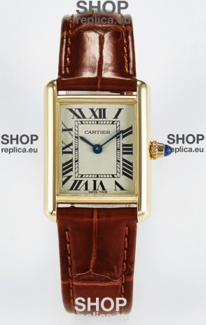 Tank Must Cartier Super Clone Edition 29MM Watch in Yellow Gold Casing 