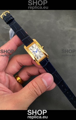 Cartier Tank Americaine Ladies Swiss Quartz Watch 1:1 Mirror Replica Yellow Gold Casing