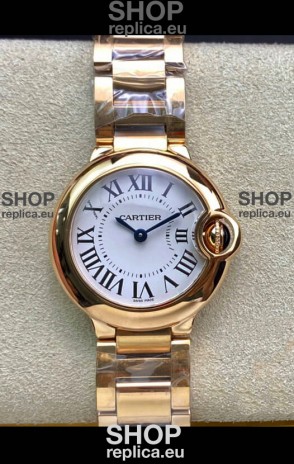 Ballon De Cartier Swiss Quartz 1:1 Mirror Quality 28MM in Rose Gold Casing