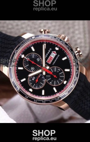 Chopard Classic Racing Chronograph 1:1 Mirror Replica Watch in Rose Gold Casing - Black Dial 