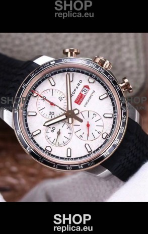 Chopard Classic Racing Chronograph 1:1 Mirror Replica Watch in Steel Casing - White Dial