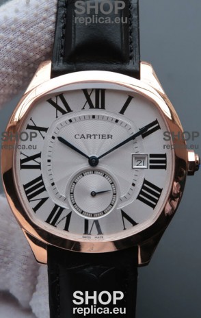 Drive De Cartier 1:1 Mirror Replica Watch in Rose Gold Plating - White Dial 