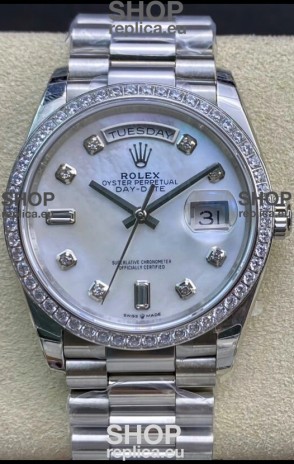 Rolex Day Date Presidential 904L Steel 36MM - White Pearl Dial 1:1 Mirror Quality Watch