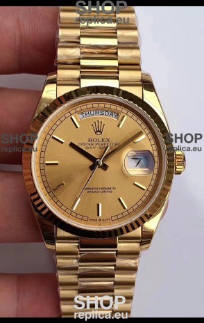 Rolex Day Date 36MM Yellow Gold M128238-0045 in Gold Dial 1:1 Mirror Replica Watch