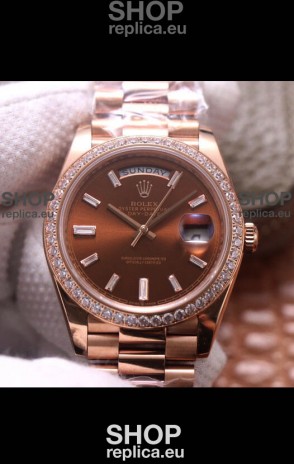 Rolex Day Date Presidential 904L Steel Rose Gold 40MM - Brown Dial 1:1 Mirror Quality Watch