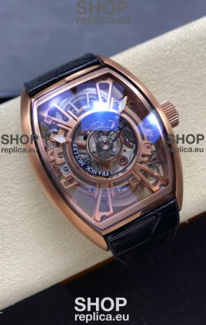 Franck Muller Curvex Grand Central Tourbillon Rose Gold Casing Watch in 1:1 Mirror Replica Watch