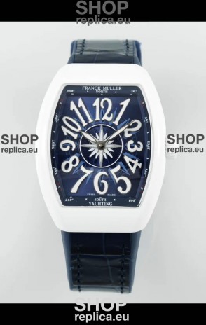 Franck Muller Vanguard Yachting V32 Ceramic Casing Blue Dial/Strap Swiss Replica Watch 