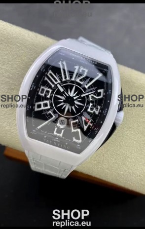 Franck Muller Vanguard Yachting White Ceramic Black Dial 1:1 Mirror Swiss Replica Watch