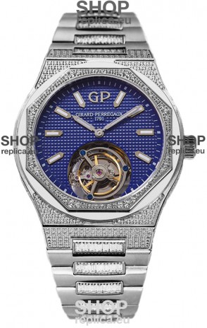 Girard Perregaux Laureato Tourbillon 1:1 Blue Dial Mirror Swiss Replica Watch 