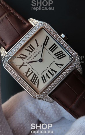 Cartier Santos Dumont 1:1 Swiss Replica Watch in Quartz Movement - Diamonds Bezel 