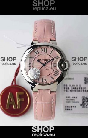 Ballon De Cartier Swiss Automatic 1:1 Mirror Quality 33MM in Pink Dial/Strap 