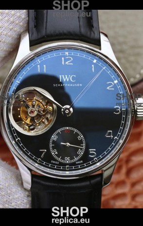 IWC Portuguese Genuine Swiss Tourbillon Movement Watch in Black Dial