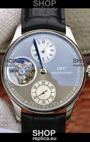IWC Portuguese Genuine Swiss Tourbillon Movement Watch in Grey Dial
