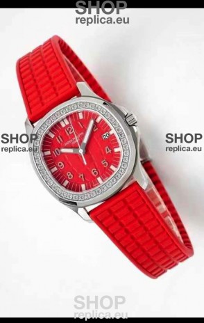 Patek Philippe Aquanaut LUCE 5072A-001 Quartz Swiss Replica Watch in Red Dial - 35MM