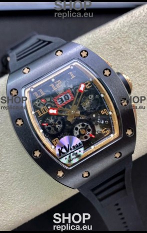 Richard Mille RM011 Felipe Massa 1:1 Mirror Quality One Piece Black Ceramic Rose Gold Watch 