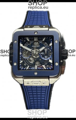 Hublot Square Bang Unico Titanium Blue Ceramic Chronograph Watch 1:1 Mirror Replica