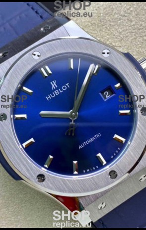 Hublot Classic Fusion 1:1 Mirror Replica Swiss Watch in 904L Steel Casing Blue Dial 42MM