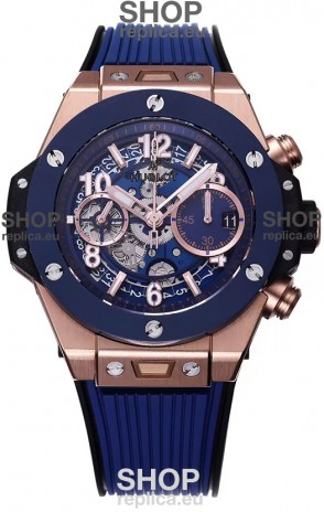 Hublot Big Bang Unico Blue Rose Gold Casing 1:1 Mirror Edition Swiss Replica Watch