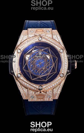 Hublot Big Bang One Click Sang Bleu 1:1 Mirror Replica in Rose Gold Casing 45MM - Blue Dial
