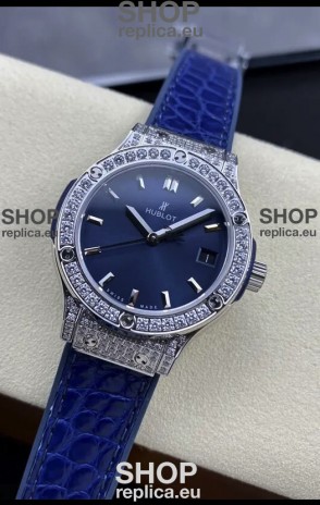 Hublot Classic Fusion Stainless Steel 33MM Blue Dial Swiss Quartz Movement Watch 1:1 Mirror Quality