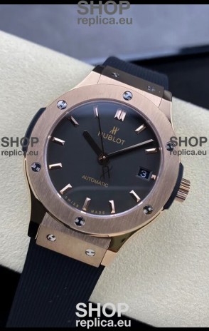 Hublot Classic Fusion 1:1 Mirror Replica Swiss Watch in Rose Gold 904L Steel Casing Black Dial 38MM