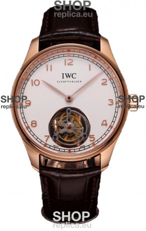 IWC Portugieser IW545801 Hand-Wound Genuine Tourbillon Rose Gold Swiss Replica Watch 