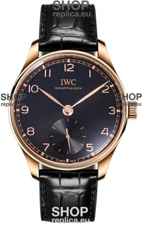 IWC Portugieser Automatic 40 IW358401 Black Dial in Rose Gold Casing Mirror Replica Watch 