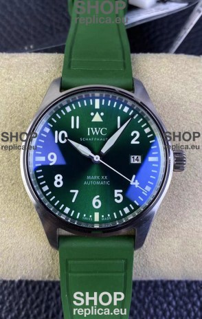 IWC Pilot MARK Series IW328205 1:1 Mirror Swiss Replica Watch in Green Dial Rubber Strap