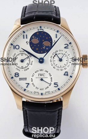 IWC Portuguese Perpetual Calendar Rose Gold Swiss Replica Watch REF. IW503302