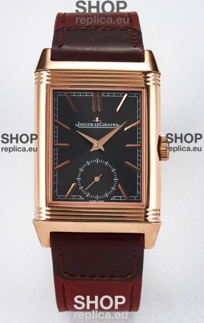 Jaeger-LeCoultre Reverso Super Clone DuoFace Green/White Rose Gold Replica Watch 