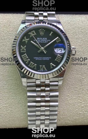 Rolex Datejust 31MM ETA-2671 Movement Swiss Replica in 904L Steel in Black Roman Dial