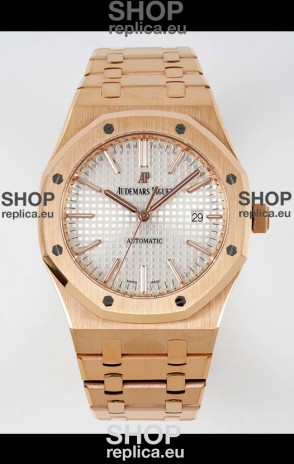 Audemars Piguet Royal Oak 15400 41MM White Dial 904L Rose Gold CALIBRE 3120 Movement 1:1 Mirror Replica