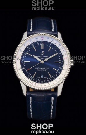 Breitling Navitimer 1 Automatic Swiss Replica Watch in Blue Dial - Leather Strap