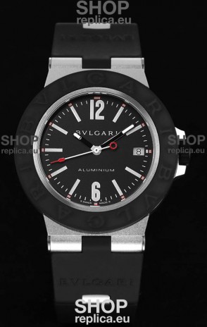 Bvlgari Aluminum 1:1 Mirror Swisss Replica Watch in Black Dial 