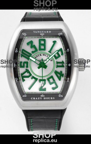 Franck Muller Vanguard Crazy Hours in Stainless Steel - White Dial Swiss Replica Watch 