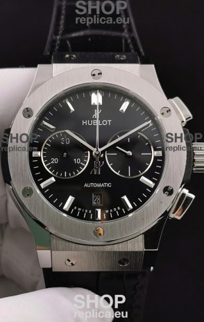 Hublot Classic Fusion Chronograph Stainless Steel Casing Black Dial 1:1 Mirror Replica Watch 